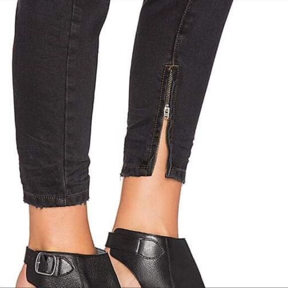 ONE Teaspoon Freebirds Low Waist Rigid Skinny Black Distressed Zip Jeans Size 25 - Picture 3 of 9